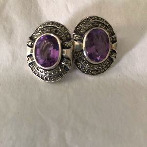 Vintage Sterling clip-on marcasite earrings